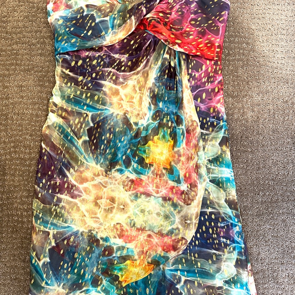 Nicole Miller Strapless Multicolor Abstract Print Dress - Picture 6 of 8